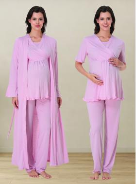 Effortt 3034P Sabahlıklı Hamile Lohusa Pijama Takımı